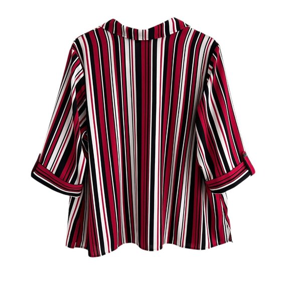 Catherines 3/4 Sleeve Striped Button Up Shirt (1X WP) - Picture 8 of 14